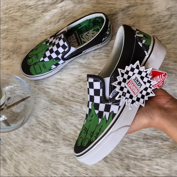 ‼️sold‼️Vans Hulk Avengers Checkered Shoes 5Y - Picture 1 of 8